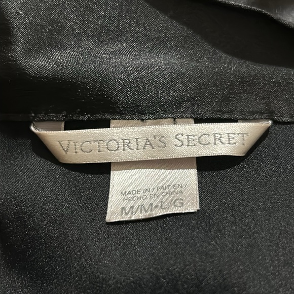 Vintage Victoria’s Secret Black Satin & Lace Belted Kimono Dressing Gown Robe M - Picture 10 of 13